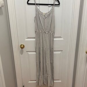 Dylan Blue and White Striped Maxi Dress